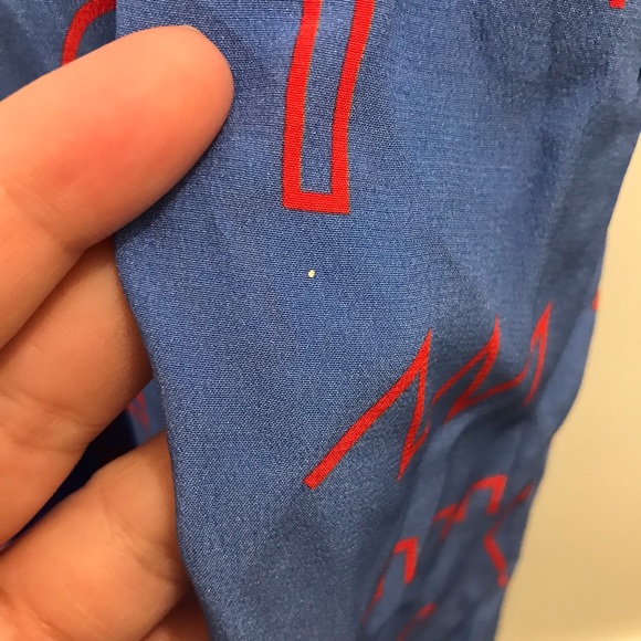 Dusen Dusen Silk Geometric Skirt XS blue red elastic waist full a line - Picture 9 of 10